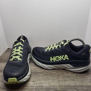 Hoka One One Bondi 7 Mens Size 9 Black Graphite Lime Running Shoes 1110518 BGBT